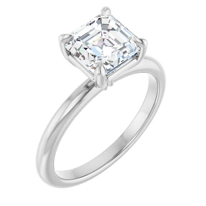 Asscher White Gold Solitaire Engagement Ring