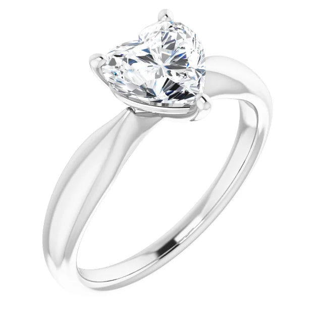 Heart White Gold Knife Edge Solitaire Engagement Ring