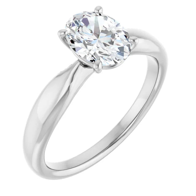 Oval White Gold Knife Edge Solitaire Engagement Ring