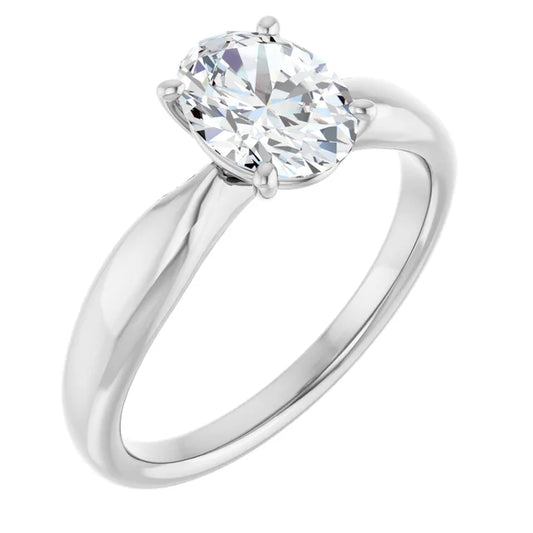 Oval White Gold Knife Edge Solitaire Engagement Ring