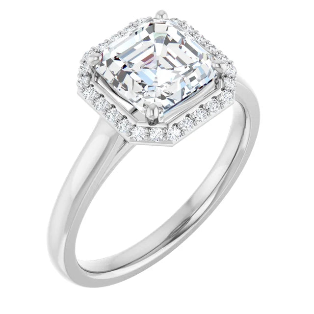 Asscher Halo Style Engagement Ring