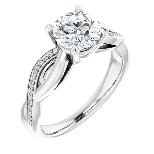 Round Brilliant White Gold Claw Set Twist Style Engagement Ring 
