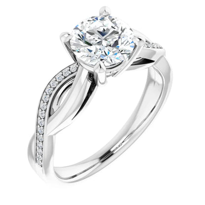 Round Brilliant White Gold Claw Set Twist Style Engagement Ring 
