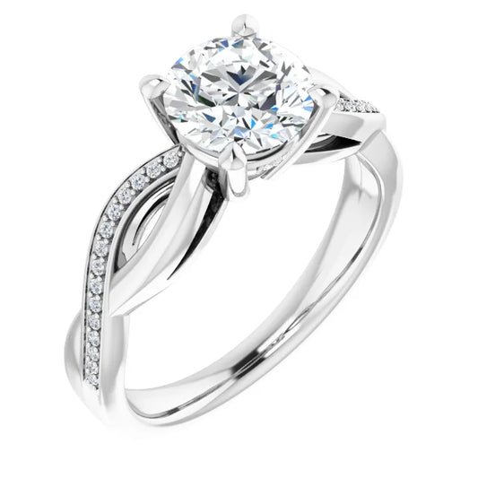 Round Brilliant White Gold Claw Set Twist Style Engagement Ring 