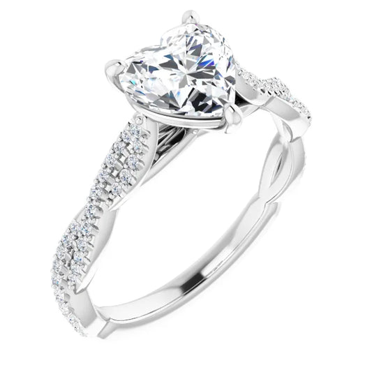 Heart White Gold Twist Style Engagement Ring