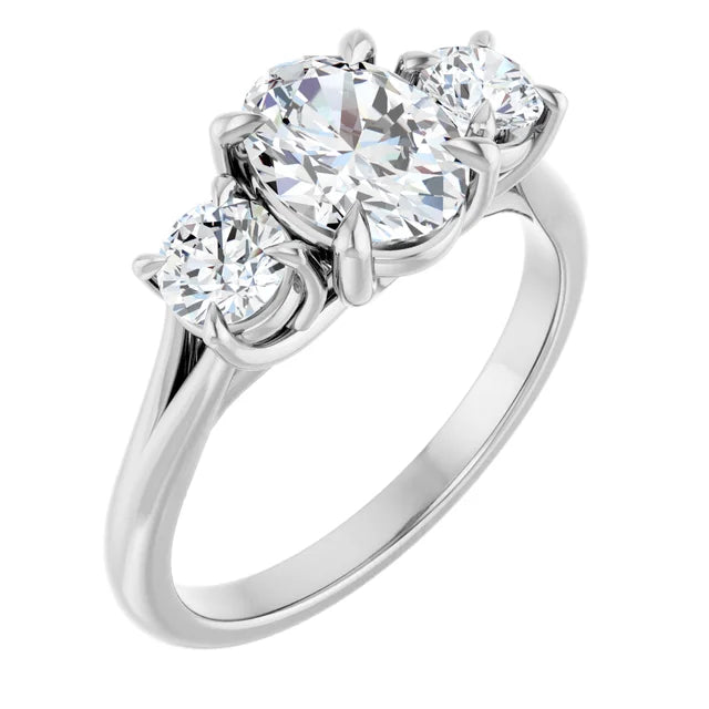 Oval White Gold Accent Engagement Ring