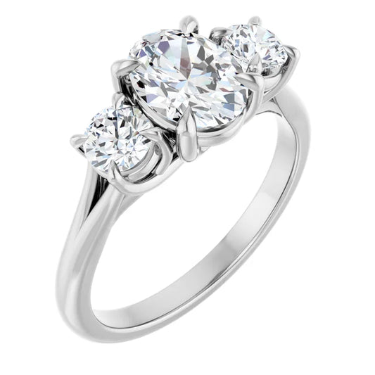 Oval White Gold Accent Engagement Ring