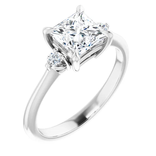 Princess White Gold Accent Engagement Ring