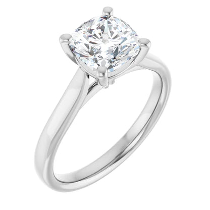 Four Claw White Gold Cushion Solitaire Engagement Ring