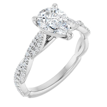Pear White Gold Twist Style Engagement Ring