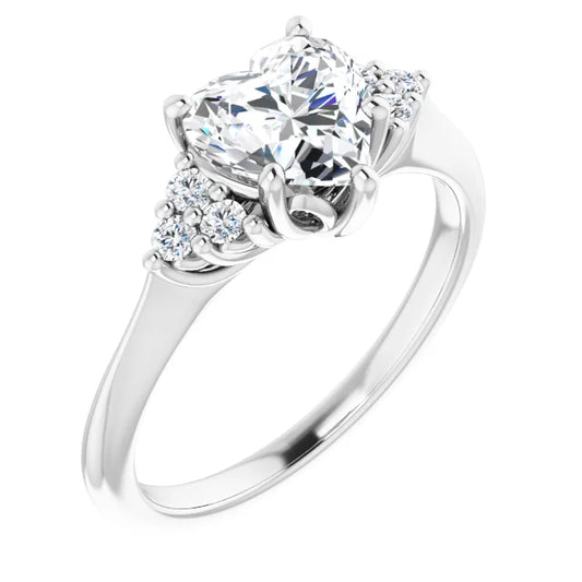 Heart White Gold Antique Inspired Design Engagement Ring