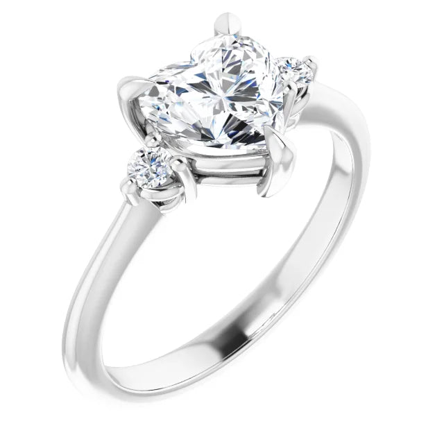 Heart White Gold Accent Engagement Ring