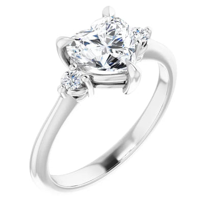 Heart White Gold Accent Engagement Ring