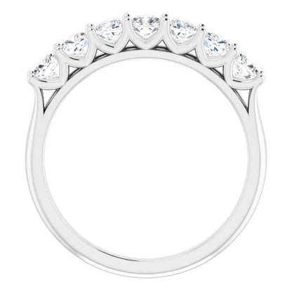 Seven Stone Cushion Cut Lab Diamond Anniversary Band