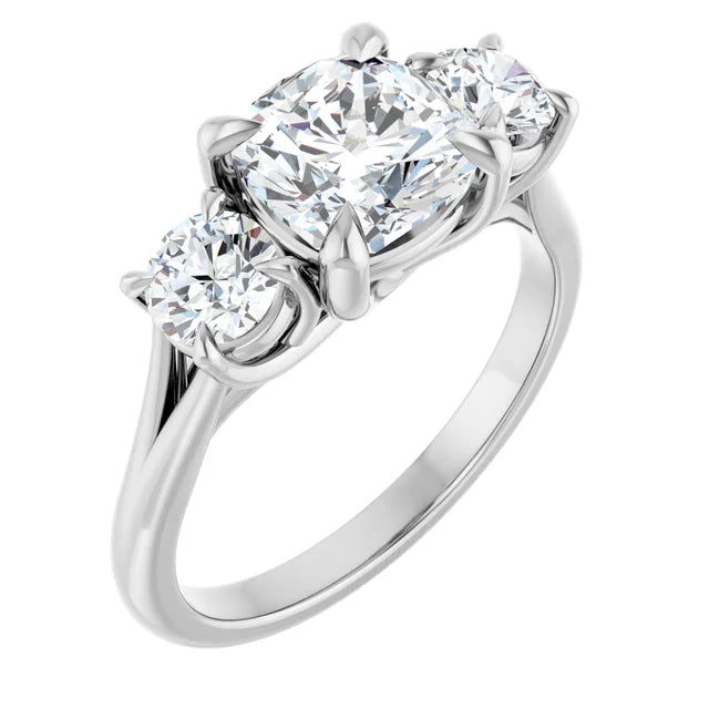 Cushion White Gold Accent Engagement Ring
