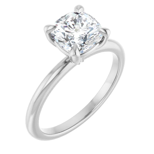 Cushion White Gold Solitaire Engagement Ring