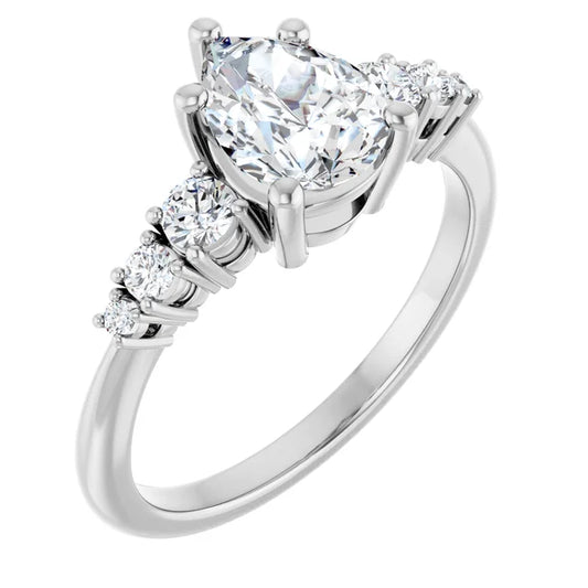 Pear White Gold Multi Stone Accent Style Engagement Ring