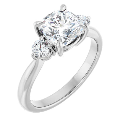Cushion White Gold Accent Engagement Ring