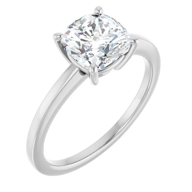 Cushion White Gold Solitaire Style Engagement Ring