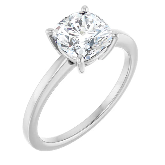 Cushion White Gold Solitaire Style Engagement Ring