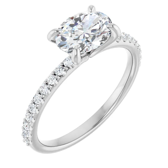 Oval White Gold East West Style Engagement Ring
