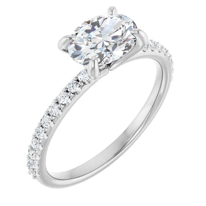 Oval White Gold East West Style Engagement Ring