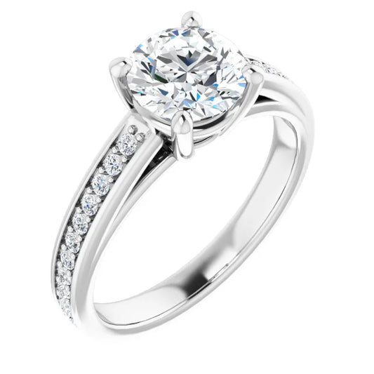 Round Brilliant White Gold Claw Set Style Lab Diamond Engagement Ring 