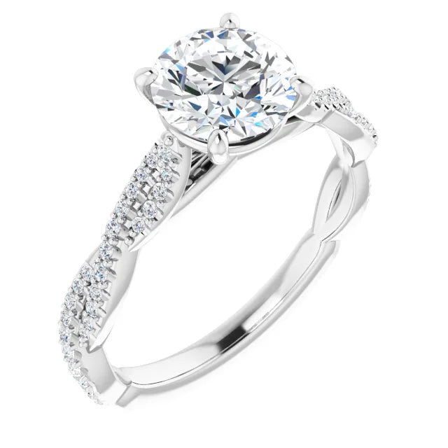 Round Brilliant White Gold Twist Style Engagement Ring