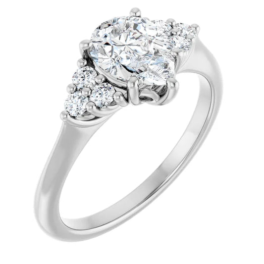 Pear White Gold Antique Inspired Design Engagement Ring
