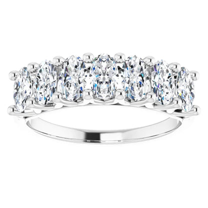 Seven Stone Oval Cut Lab Diamond Anniversary Band