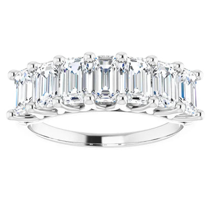 Seven Stone Emerald Cut Lab Diamond Anniversary Band