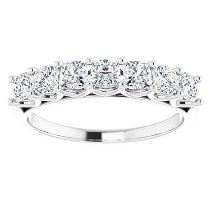 Seven Stone Cushion Cut Lab Diamond Anniversary Band