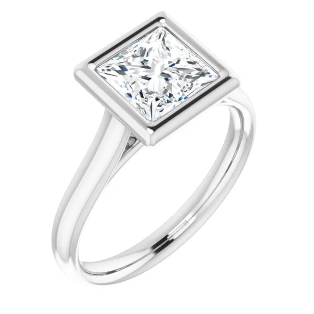 Solitaire Princess Cut Bezel Engagement Ring