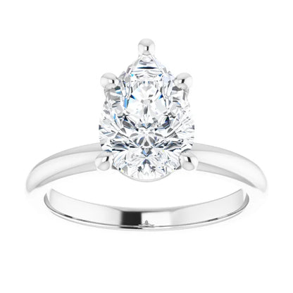 Pear Cut Low Hidden Halo Solitaire Engagement Ring