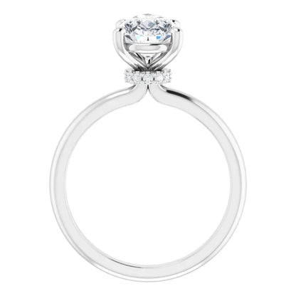 Pear Cut Low Hidden Halo Solitaire Engagement Ring