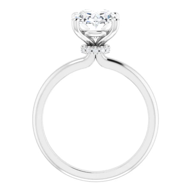 Oval Cut Low Hidden Halo Solitaire Engagement Ring