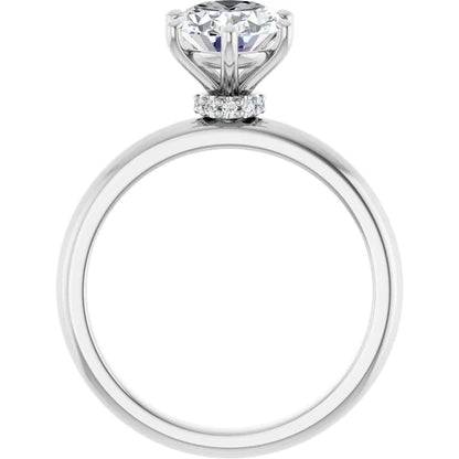 Oval Cut Low Hidden Halo Solitaire Engagement Ring