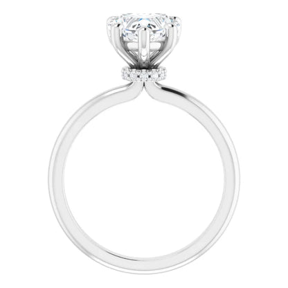 Heart Cut Low Hidden Halo Solitaire Engagement Ring