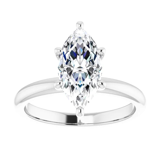 Marquise Cut Low Hidden Halo Solitaire Engagement Ring