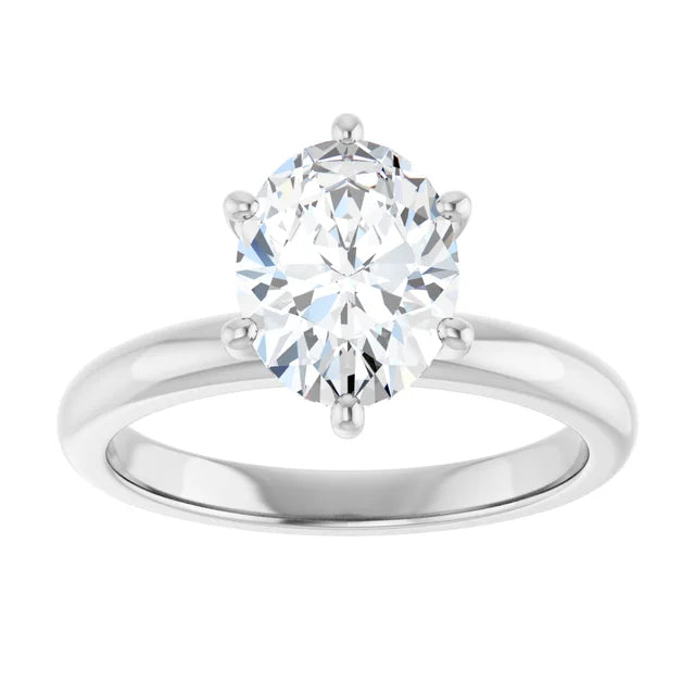Oval Cut Low Hidden Halo Solitaire Engagement Ring