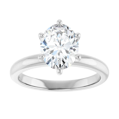 Oval Cut Low Hidden Halo Solitaire Engagement Ring