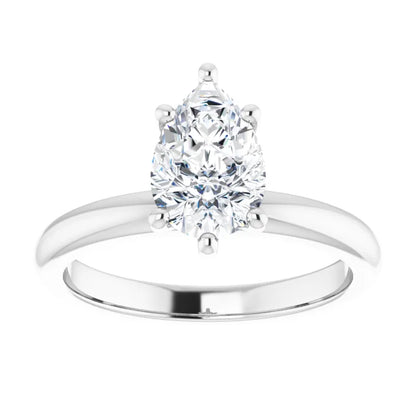 Pear Cut Low Hidden Halo Solitaire Engagement Ring