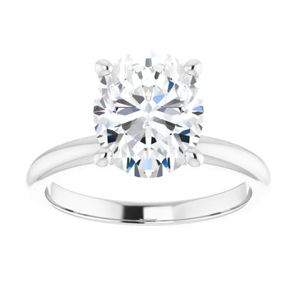 Oval Cut Low Hidden Halo Solitaire Engagement Ring