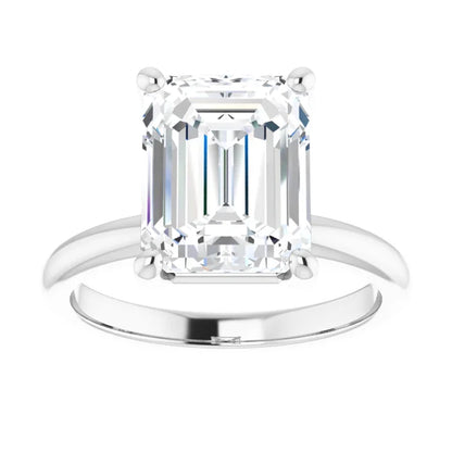 Emerald Cut Low Hidden Halo Solitaire Engagement Ring