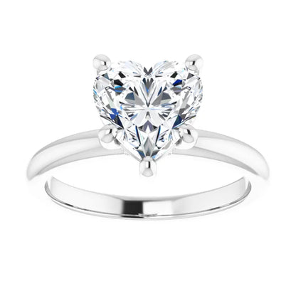 Heart Cut Low Hidden Halo Solitaire Engagement Ring