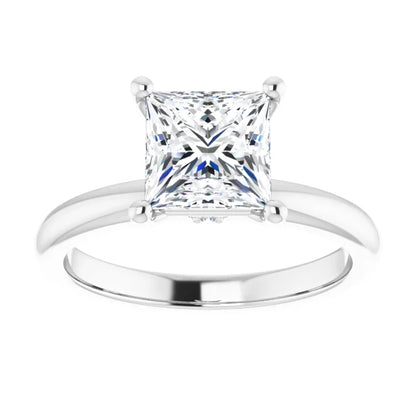 Princess Cut Low Hidden Halo Solitaire Engagement Ring