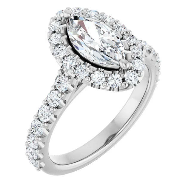 Marquise Halo White Gold Style Engagement Ring