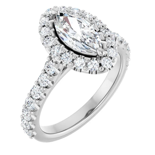 Marquise Halo White Gold Style Engagement Ring