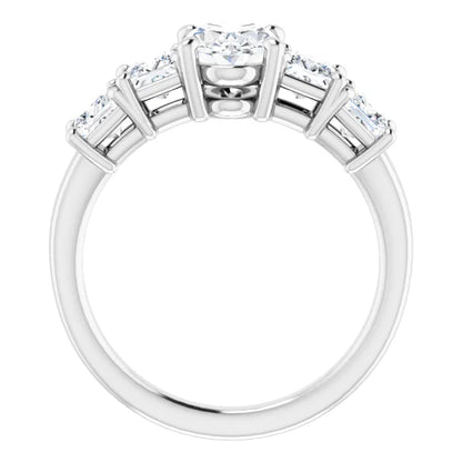 Oval White Gold Multi Stone Accent Style Engagement Ring