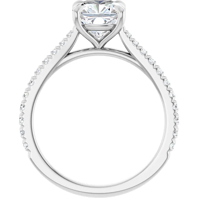 Cushion White Gold Claw Set Style Engagement Ring
